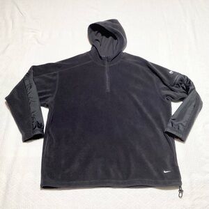 Nike Size XL Black Quarter Zip Fleece Hoodie Hooded Sweatshirt